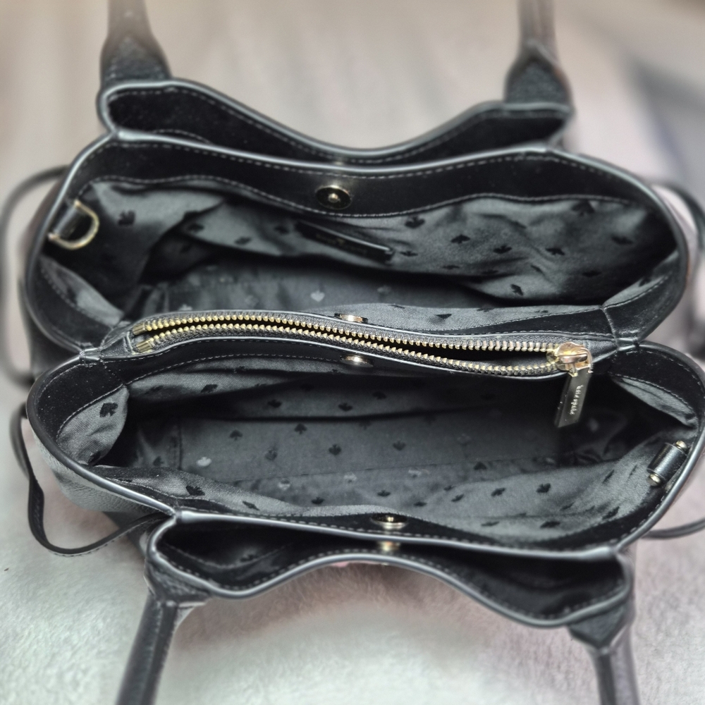 Kate Spade Dumpling LRG Satchel BLK Pebbled Leather Crossbody Bag K8134 W/patch - Picture 2 of 11